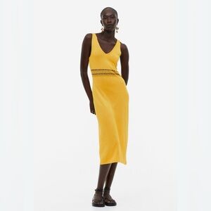 H&M Mustard Yellow Sleeveless V-Neck Knit Dress